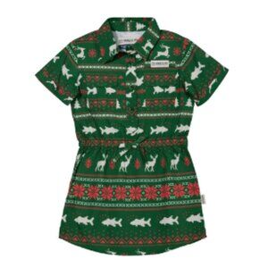 Magellan Outdoors Girls Laguna Madre Christmas Holiday Dress Green NEW